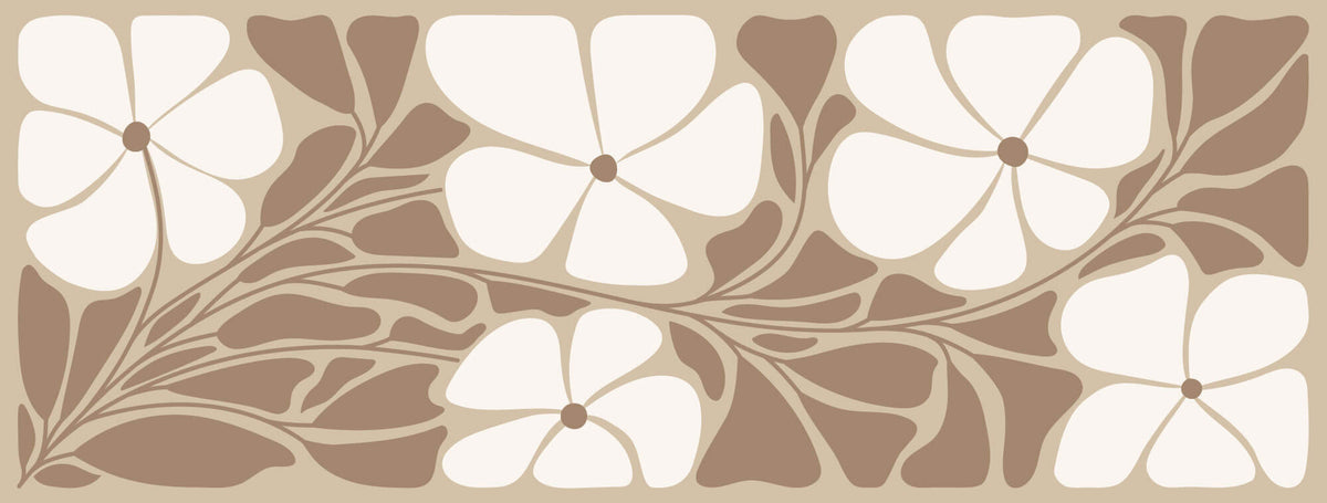 Tapet Personalizat Floral cu ilustratie retro florala in nuante de crem si bej - BOHO FLORAL