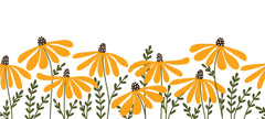 Tapet Personalizat Floral cu ilustratie florala cu floarea soarelui in stil retro - HIPPIE SUNFLOWER