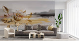 Tapet Personalizat Floral cu pictura abstracta in nuante aurii - SMUDGED GOLD FLORAL