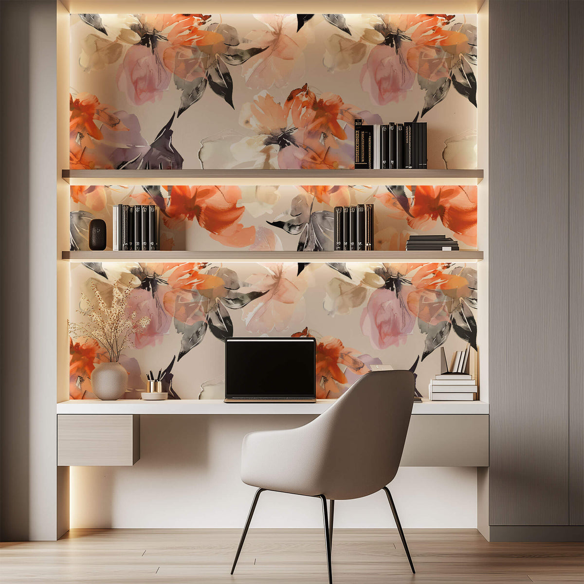 Tapet Personalizat Floral cu flori in nuante portocalii - OSAKA