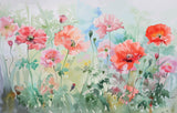 Tapet Personalizat Floral cu pictura florala in stil watercolor - GRAPHIC PAINT POPPY