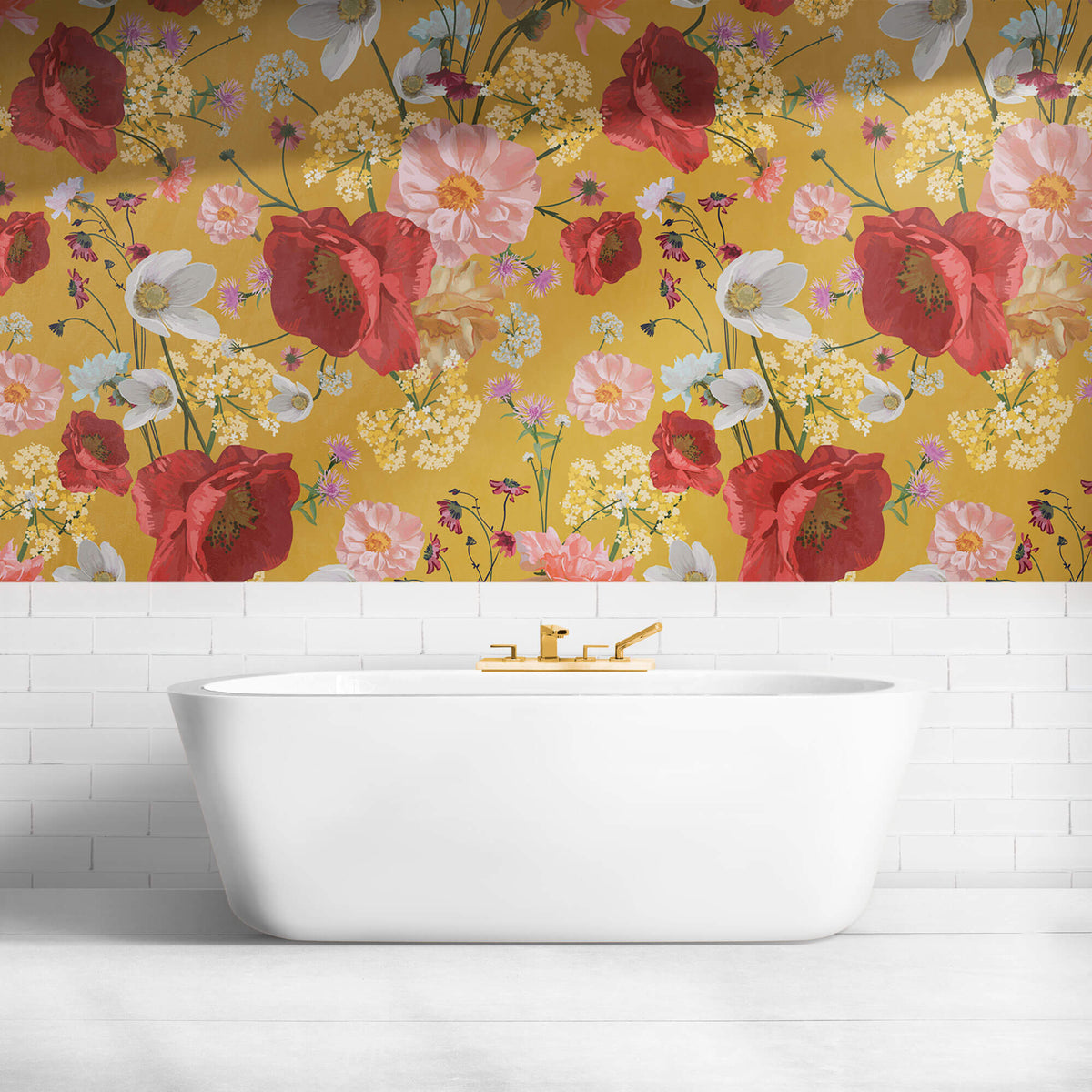 Tapet Personalizat Floral cu model floral in nuante foarte calde si vibrante - WARM SOUL