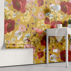 Tapet Personalizat Floral cu model floral in nuante foarte calde si vibrante - WARM SOUL