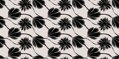 Black Flower Effect Personalised Wallpaper