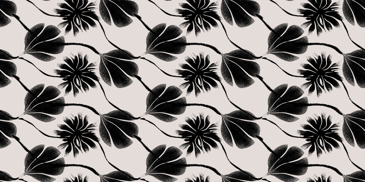 Black Flower Effect Personalised Wallpaper