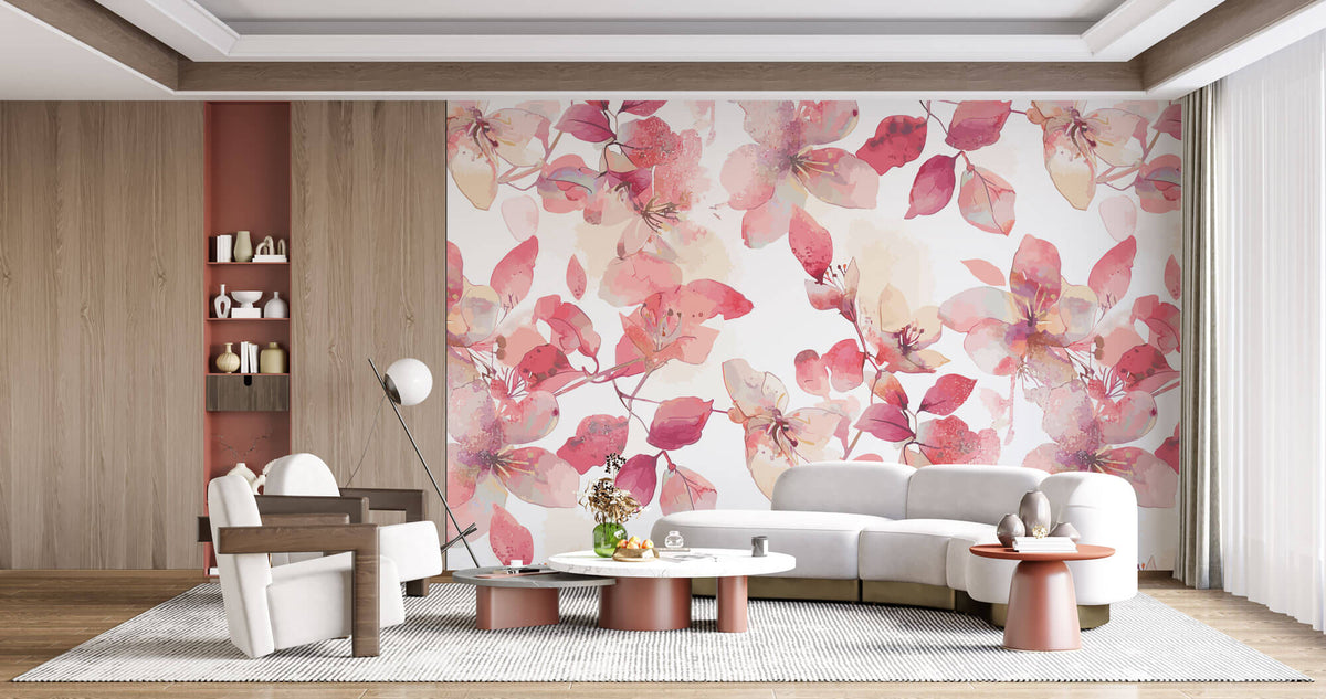 Tapet Personalizat Floral cu flori de cires japonez roz - KYOTO