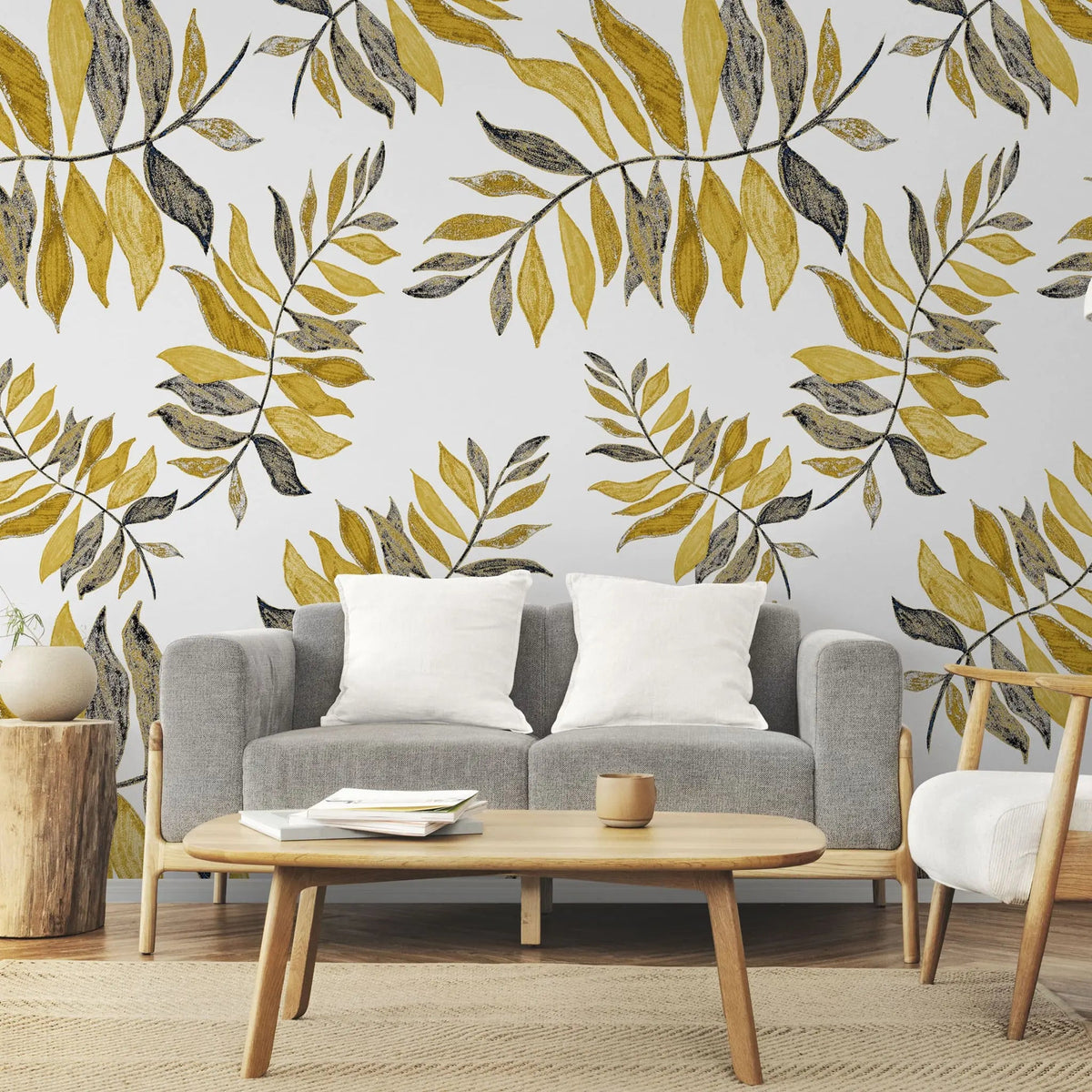 Tapet personalizat leaf cu frunze galbene tomnatice yellow autumn