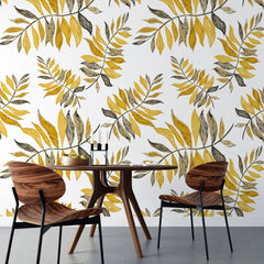 Tapet personalizat leaf cu frunze galbene tomnatice yellow autumn