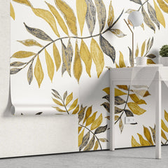 Tapet personalizat leaf cu frunze galbene tomnatice yellow autumn