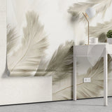 Tapet personalizat leaf cu pene stufoase bej beige feathers
