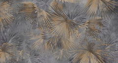 Tapet personalizat leaf cu frunze de palmier aramii pe un fundal inchis grunge palm leaves