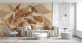 Tapet personalizat leaf cu funze maronii cu umbre pe un fundal cald brown leaves