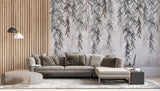 Tapet personalizat leaf cu ramuri de salcie gri pe un fundal texturat grey weeping willow