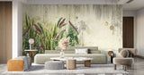 Tapet personalizat leaf cu frunze de begonie si alocasia pe un perete degradat begonia wall