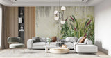 Tapet personalizat leaf cu frunze de begonie si alocasia pe un perete degradat begonia wall