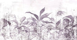Tapet personalizat leaf cu frunze tropicale in nuante mov lila pe un fundal deschis purpple leaves