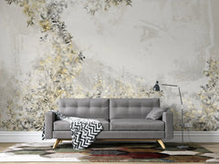 Tapet personalizat leaf cu frunze de pothos n'joy in contrast galben gri n'joy heaven