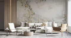 Tapet personalizat leaf cu frunze de pothos n'joy in contrast galben gri n'joy heaven