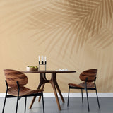 Tapet personalizat leaf cu umbre de frunze de palmier in tonuri calde warm palm shades