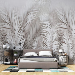 Tapet personalizat leaf cu frunze albe de palmier white palm