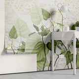 Tapet personalizat leaf cu frunze de philondendron rugosum pe fundal de gresie wild tile rugosum
