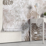 Tapet personalizat leaf cu frunze tropicale de monstera in stil grunge grunge monstera light