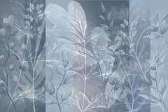 Tapet personalizat leaf cu frunze pe un fundal in nuante de albastru stone blue