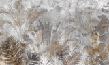 Tapet personalizat leaf cu frunze de palmieri in culori aramii brassy palms