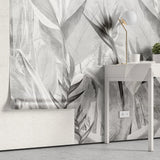 Tapet personalizat leaf cu planta paradisului in nuante de gri grey bird's paradise
