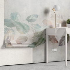 Tapet personalizat leaf cu frunze tropicale in nuante paradisiace leaves's paradise