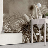 Tapet personalizat leaf cu frunze tropicale exotice in nuante inchise de maro sepia dark sepia leaves