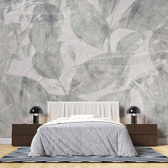 Tapet personalizat leaf cu pattern frunze verzi fade pe un fundal bej rozaliu faded green pattern