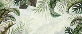 Tapet personalizat leaf cu frunze tropicale verzi in stil tropical tropical frame