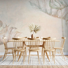 Tapet personalizat leaf cu frunze de monstera in nuante calde dreamy monstera