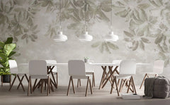 Tapet personalizat leaf cu frunze tropicale in partea de sus cu fundal texturat hanging leaves