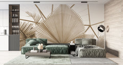 Fototapet personalizat leaf cu frunze de palmier uscate intr o nuanta calda ideal pentru un decor natural si relaxant dry palm