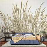 Fototapet personalizat leaf cu frunze si tulpini inalte de trestie in nuante aurii ideal pentru a adauga textura si un sentiment de inaltime spatiului golden reed