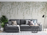 Tapet personalizat leaf cu frunze mici delicate in nuante de verde pal cazand in cascada ideal pentru un decor proaspat si primitor pretty little leaves