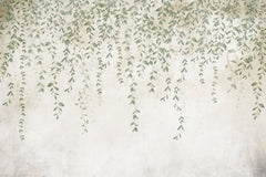 Tapet personalizat leaf cu frunze mici delicate in nuante de verde pal cazand in cascada ideal pentru un decor proaspat si primitor pretty little leaves