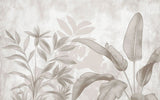 Tapet personalizat leaf cu frunze stilizate in tonuri de bej si gri cu un aspect de hartie texturata ideal pentru un decor natural si calm paper leaves