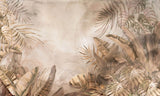 Tapet Personalizat Leaf cu frunze tropicale in nuante calde maronii - DUSTY WARM TROPICAL
