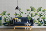 Tapet Personalizat Leaf cu frunze mici verzi de ginkgo cu fundal texturat - LITTLE GINKGO
