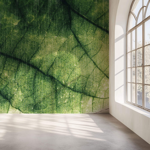 Tapet Personalizat Leaf cu frunza texturata verde cu nervuri - ABSTRACT LEAF