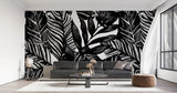 Tapet Personalizat Leaf cu ilustratie de frunze negre - GRAPHIC ART LEAVES BLACK