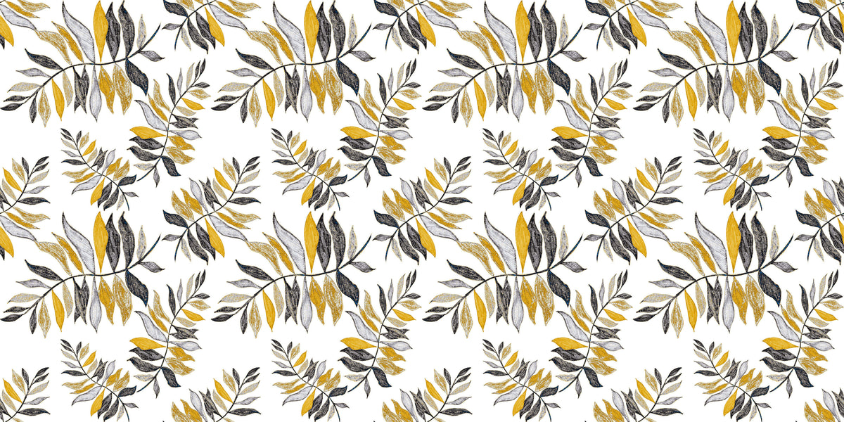Crayon Yellow Leaves Personalised Wallpaper