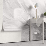 Tapet Personalizat Leaf cu pene albe si gri - SOFT WHITE FEATHERS