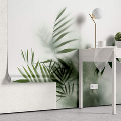 Tapet Personalizat Leaf cu frunze verzi in ceata - GLASS LEAVES I
