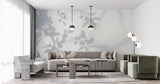 Tapet Personalizat Leaf cu umbre de frunze pe perete alb texturat - LEAFY SILHOUETTE