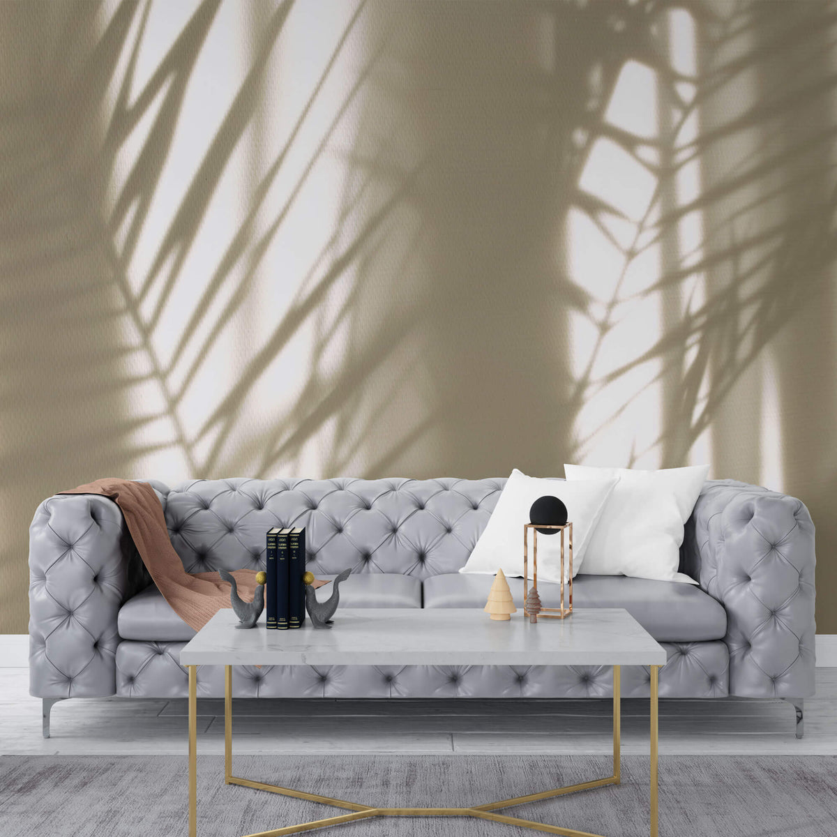 Tapet Personalizat Leaf cu umbre de frunze de palmier pe fundal texturat - TEXTURED SILHOUETTE