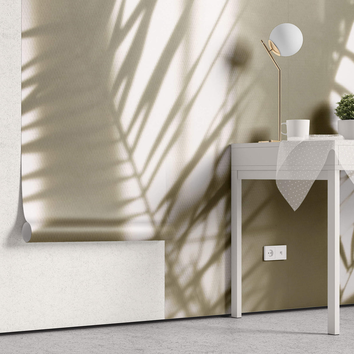 Tapet Personalizat Leaf cu umbre de frunze de palmier pe fundal texturat - TEXTURED SILHOUETTE